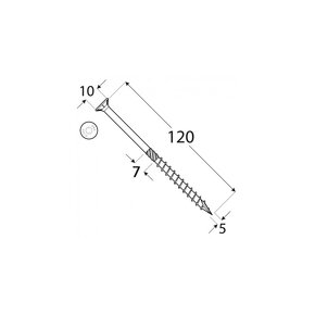 Tesařské stavební vruty 5x120 T25 zápustná hlava - 100 ks - 6