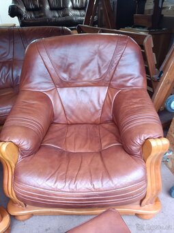 Rustikální kožená sedací souprava - rozkládací . - 6