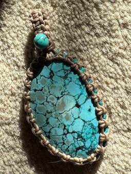 Přívěsek , náhrdelník - minerál, kámen larimar tyrkys - 6
