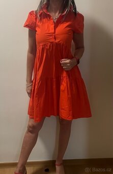 Ohnivé plátěné šaty - XS/S/M - 6