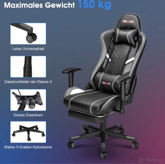 herní kancelářská židle masážní ergonomická s opěradlem - 6