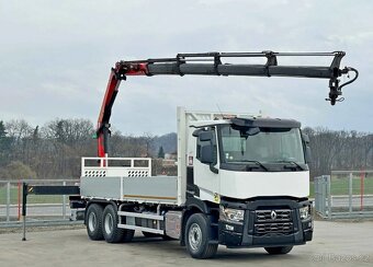 9188 - Renault C 380 - 6x4 - Valník + HR-PALFINGER PK 18002- - 6