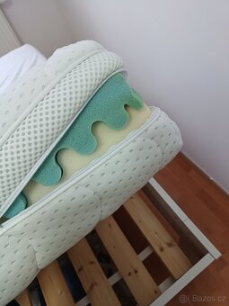 Manželská postel bílá s rostem a matracemi - 6