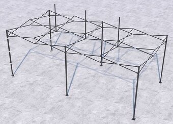 Nůžkový rozkládací stan 3x6m s boční plachtou - 6