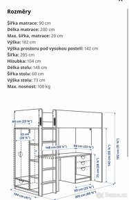 Vyvýšená dětská postel se stolečkem - 6