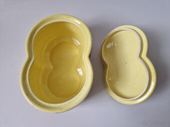 Stará keramická dóza ruční malba asi malírna Klenčí 30léta - 6