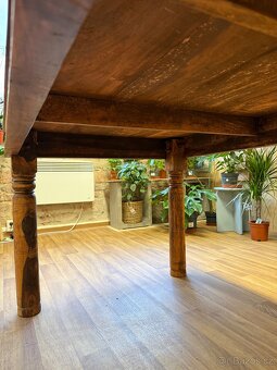 Masivní starožitní jídelní stůl dub - 6