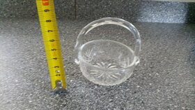 Starožitný skleněný košíček, broušené i foukané sklo - 6