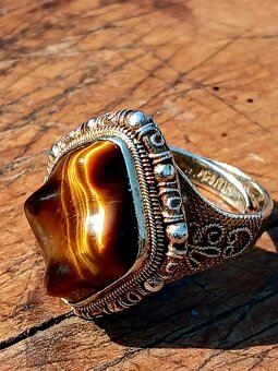 Stříbrný prsten starožitný orient filigrán - 6