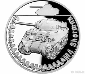Stříbrná mince Obrněná technika - M4 Sherman proof - 6