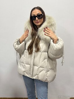 Dámská péřová bunda s pravou liščí kožešinou - 6