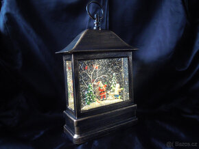 Vánoční lucerna svítící sněžítko elektrický pohyblivý betlém - 6