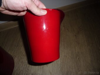 3x vánoční červený keramický obal na květináč - 6