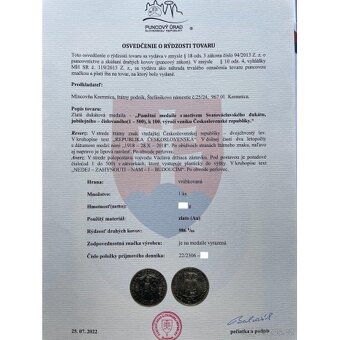 ZLATÝ ČÍSLOVANÝ JUBILEJNÍ SVATOVÁCLAVSKÝ DUKÁT 2018 - 500 ks - 6