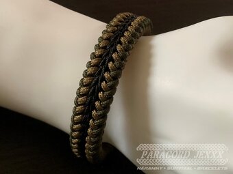 Paracord náramek (19 cm) oliv - bronze - black - 6