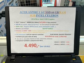 ACER ASPIRE 1 14"/SSD 64GB/RAM 4GB/INTEL CELERON - 6