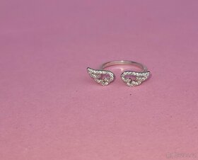 Nový dámský stříbrný prstýnek nastavitelný andělská křídla - 6