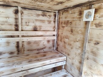 Finská venkovní sauna 2x2 m, pro až 6 osob,kamna na dřevo - 6
