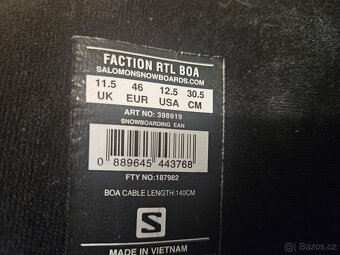 Boty na snowboard Salomon Faction RTL Boa 29,5 cm - 6