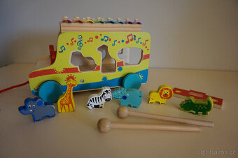 dřevěná tahací vkládačka + xylofon - 6