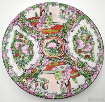 Luxusní starožitný porcelánový čínský talíř 19 století - 6