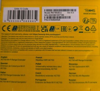 Extender Wi-Fi TP Link až 433Mbps (dual 2,4-5G)+Twist karta - 6