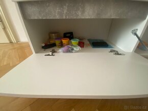 Rohový psací stůl bílý/beton - UMAR - 6