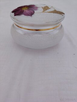 Skleněná cukřenka s růžovými květy - 6