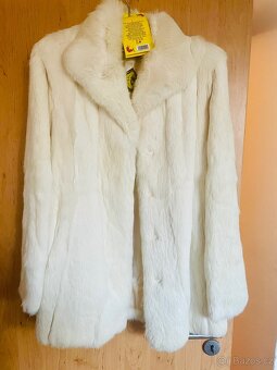 Bílý kožich z pravé králičí kožešiny (M/L) - 6