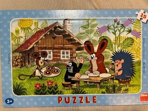 puzzle krtek, pedvídek pú, ledové království, auta, bing - 6
