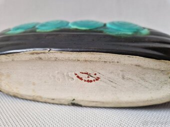 Stará keramická mísa žardiniéra vikingská loď Art Deco - 6