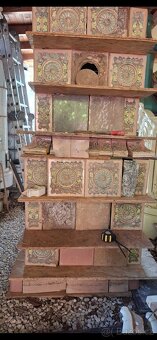 Kachlová kamna starozitná, barevná - 6