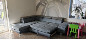 Rohová rozkládací sedací souprava + úložný prostor - 6