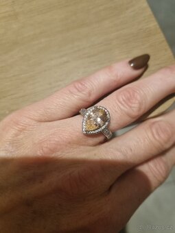 Nový dámský stříbrný prsten 925 slza slzicka růžový kámen - 6