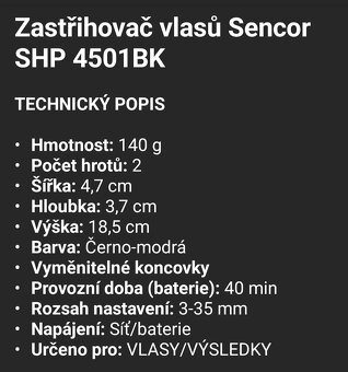 Zastřihovač SENCOR SHP 4502 BL - 6