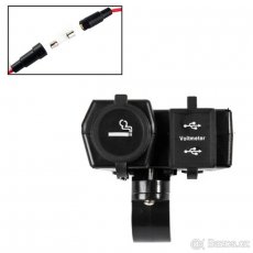 Vodotěsná 12V universální motozásuvka voltmetr USB cigarete - 6