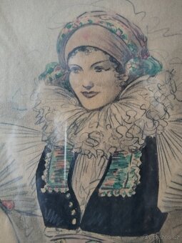 obraz DÍVKA V KROJI, sign. Jaroslav Štika - 6