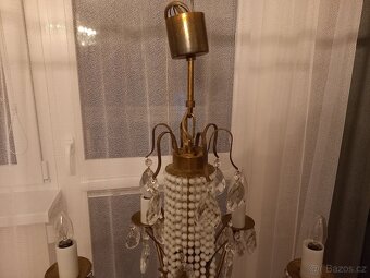 starý mosazný lustr s ověsy - 6