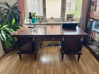 Masivní psací stůl ve stylu art deco / empír + židle - 6