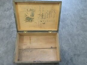 starožitná dřevěná malovaná truhlička – 26x18x9 cm - 6