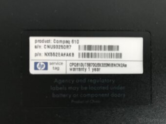 Compaq 610, velikost 15,6", procesor Intel Core 2Duo - 6