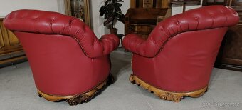 Kožená, Chesterfield křesla v barokním stylu. TOP - 6