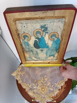 Starožitná dřevěná, zlacená Ikona. - 6