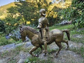 Velká starozitna jezdecká bronzová socha - 6