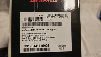 Gigabyte GeForce GTX 1060 G1 Gaming 3G - 6