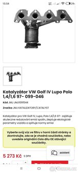 VW benzínové svody - katalyzátor 1,4 -1,6 benzín - 6