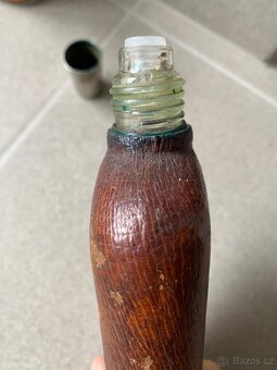 Starožitné Kožené A Skleněné Lahve - 6