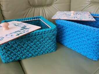 sbírka - sada háčkovaných úložných košů - 6