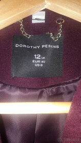 Vínový kabát s páskem Dorothy Perkins - Vel.40 (M) - 6
