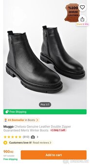 Pánské kožené zimní boty (vel. 45) - 6